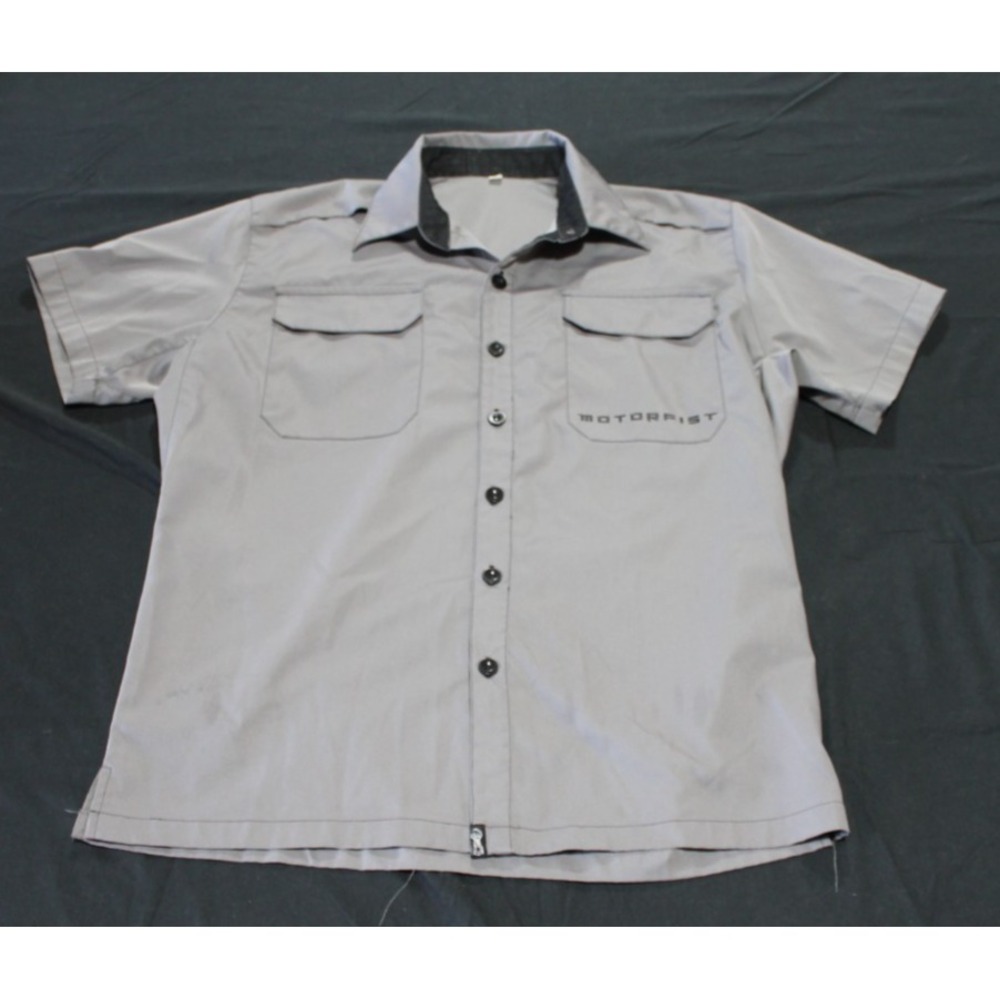 Motorfist Mens Short Sleeve Button Up Shirt Gray Outdoor Work Utility Size M